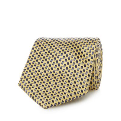 Yellow pure silk basket weave tie